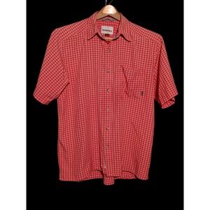 Simms Shirt Mens L Orange Plaid Short Sleeve Fishing Outdoors